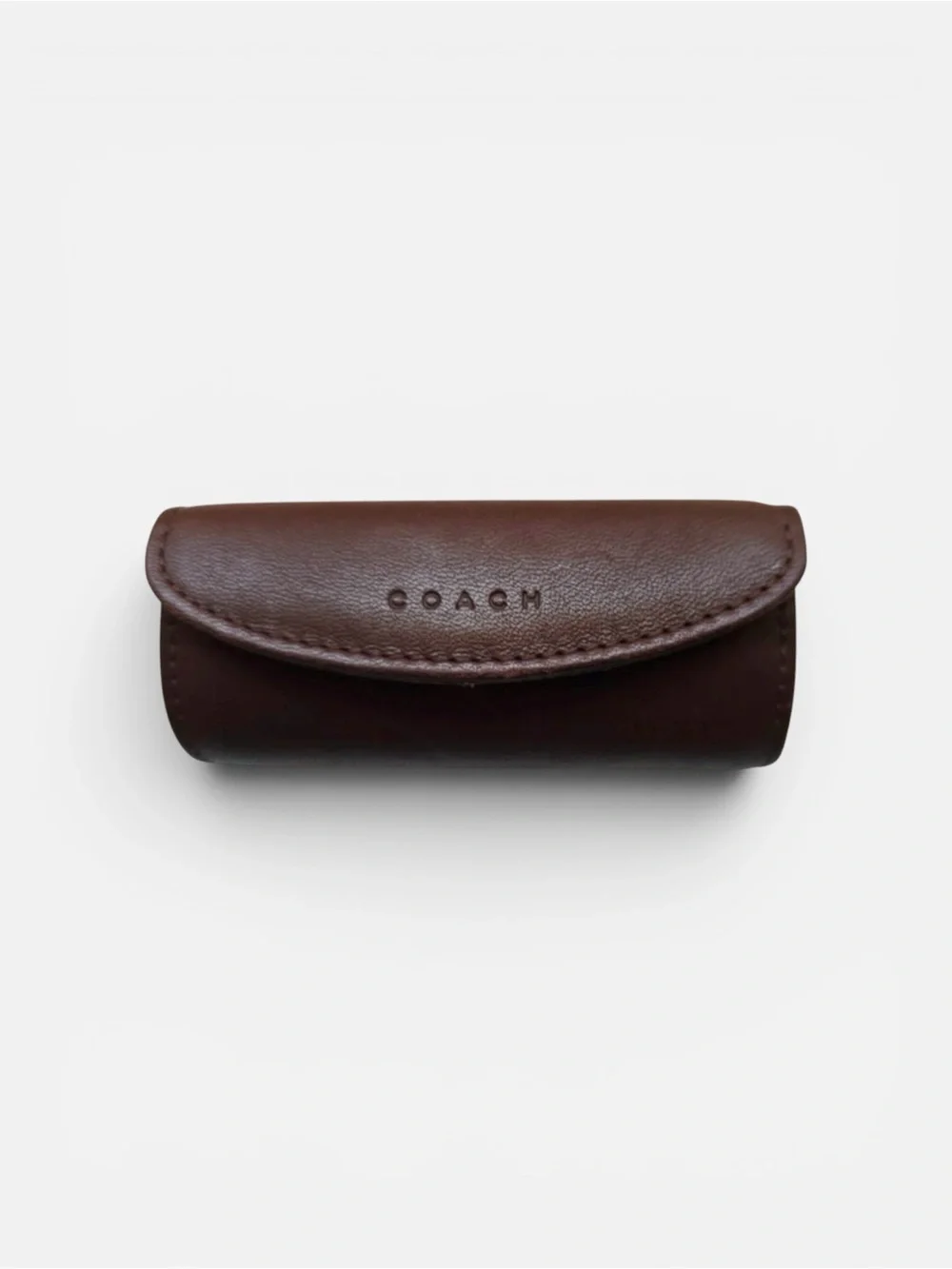 Vintage Coach Brown Leather Lipstick Case with Mirror